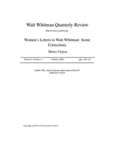 Walt Whitman Quarterly Review